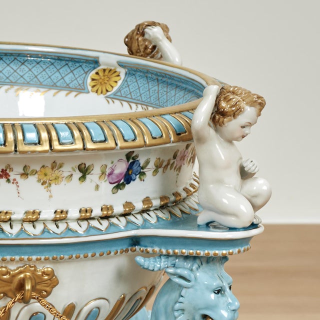 Ceramic Antique French Porcelain Centerpiece or Bowl For Sale - Image 7 of 14