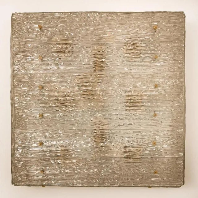 Large Textured Glass Square Flush Mount from Kalmar, Austria, 1960s For Sale - Image 12 of 18