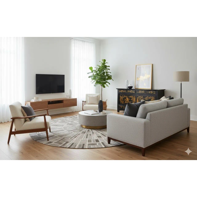 1970s Chinese Fujian Golden Graphic Sideboard High Credenza Console Table TV Cabinet For Sale - Image 5 of 13