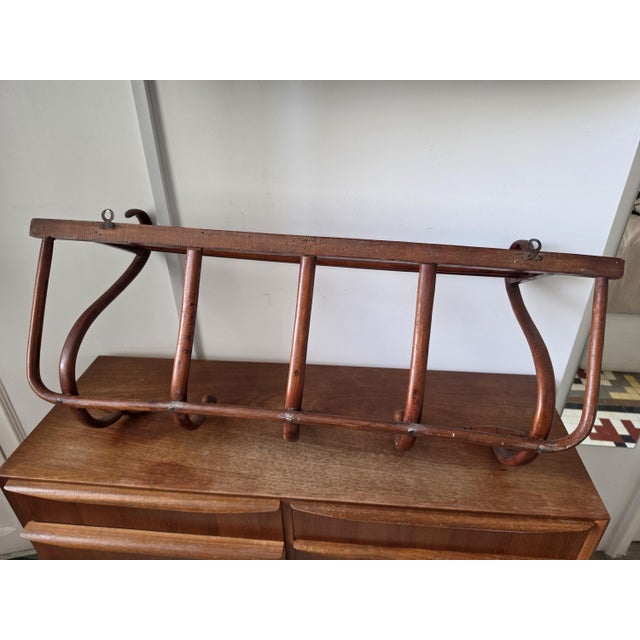 Vintage Bentwood Wall Coat Rack Thonet Style Hat Rack Entryway Shelf Hall Tree Coat Hooks Vienna Secession Mudroom Storage For Sale - Image 15 of 15