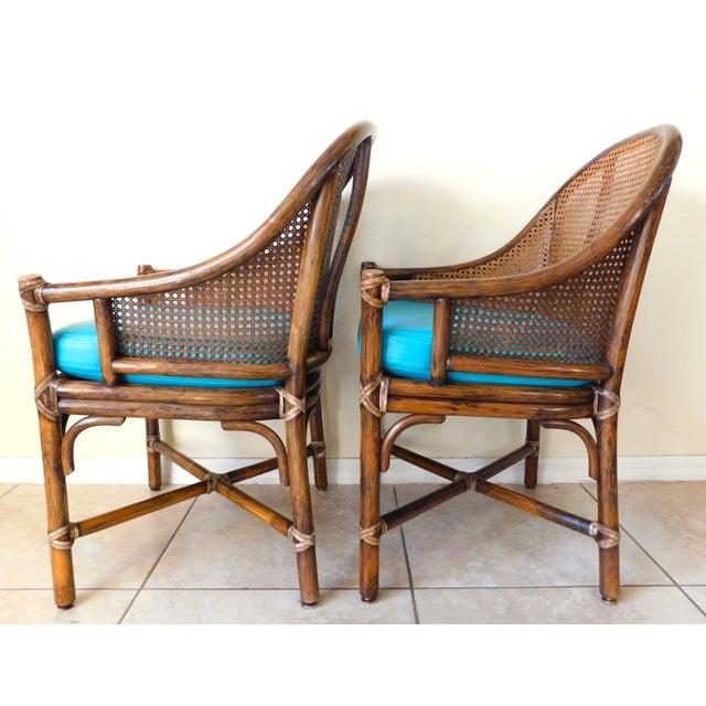 Wood Pair McGuire Rattan and Cane Chairs For Sale - Image 7 of 14