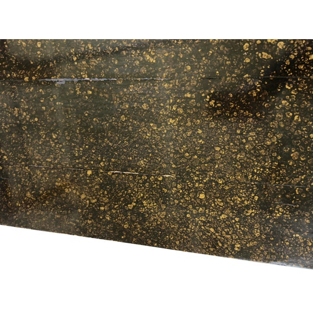 Mid 20th Century Drexel Parsons Console Table | Faux Tortoise Drip Glaze | Milo Baughman Style For Sale - Image 11 of 12