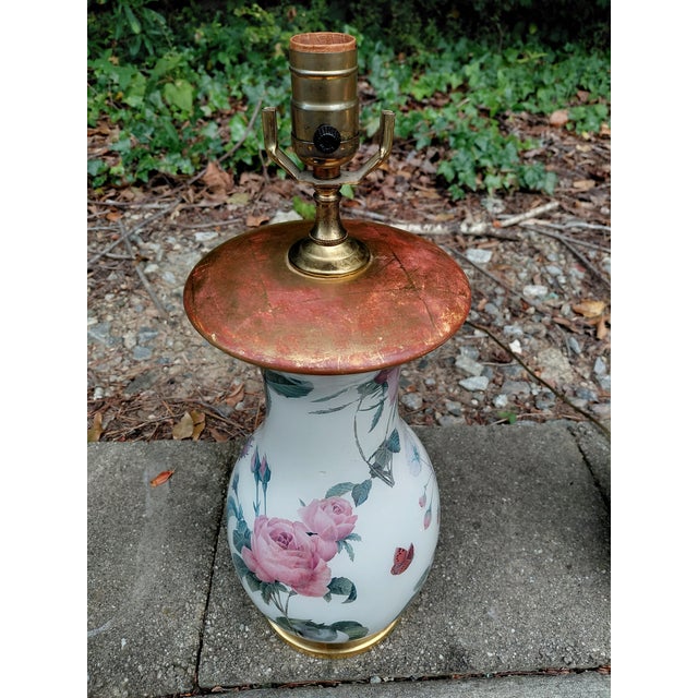English Late 20th Century Floral Ceramic Table Lamps Attributed to Vaughan Designs - a Pair For Sale - Image 3 of 7
