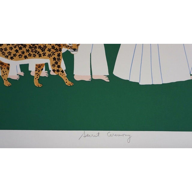 Contemporary Mark Sabin "Secret Ceremony" Numbered Folk Art Style Figurative Print For Sale - Image 3 of 4