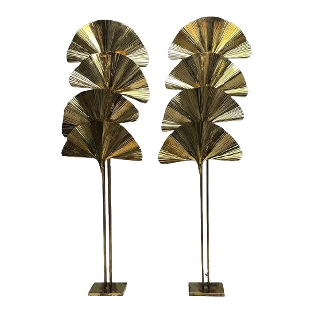 Carlo Giorgi, Bottega Gadda, Ginko Leaf Floor Lamps, Italy, 1970s For Sale