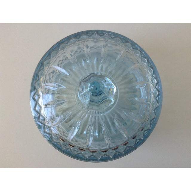 1960s Vintage C.1960's Soft Baby Blue Glass Lidded Keepsake With Pointed Finial Top For Sale - Image 5 of 8