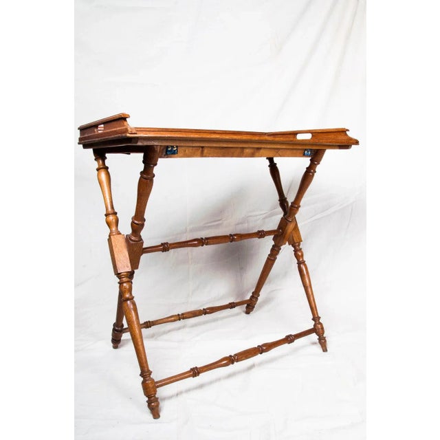 Antique English Butlers Oak Tray With Stand For Sale In Seattle - Image 6 of 8