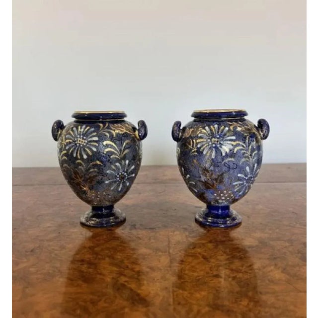 Small Antique Doulton Vases, 1880s, Set of 2 For Sale - Image 4 of 5