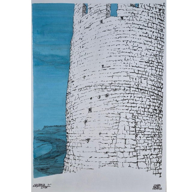 1990s Konrad Kucza-Kuczynski, The Oldest One (Medieval Tower in Kazimierz Dolny, Poland), Ink on Paper For Sale - Image 5 of 8