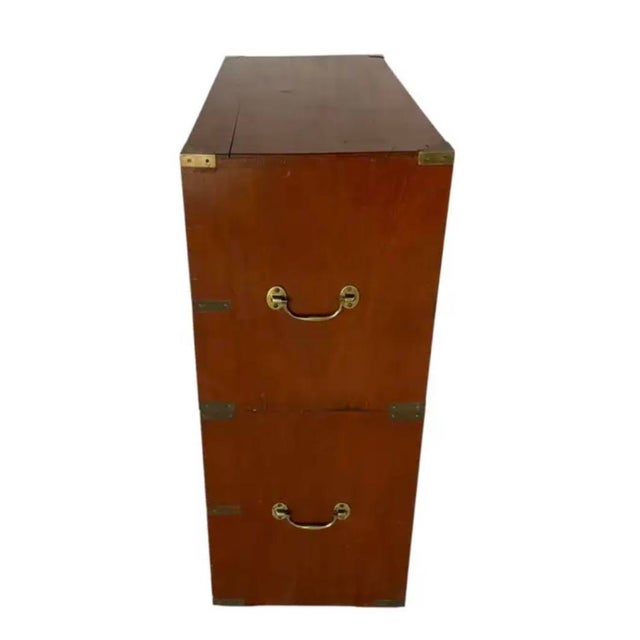 English Mahogany Campaign Chest With Secretaire Desk For Sale - Image 9 of 11