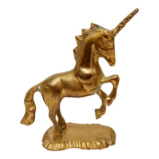 Vintage Brass Unicorn Horse Figurine Model For Sale