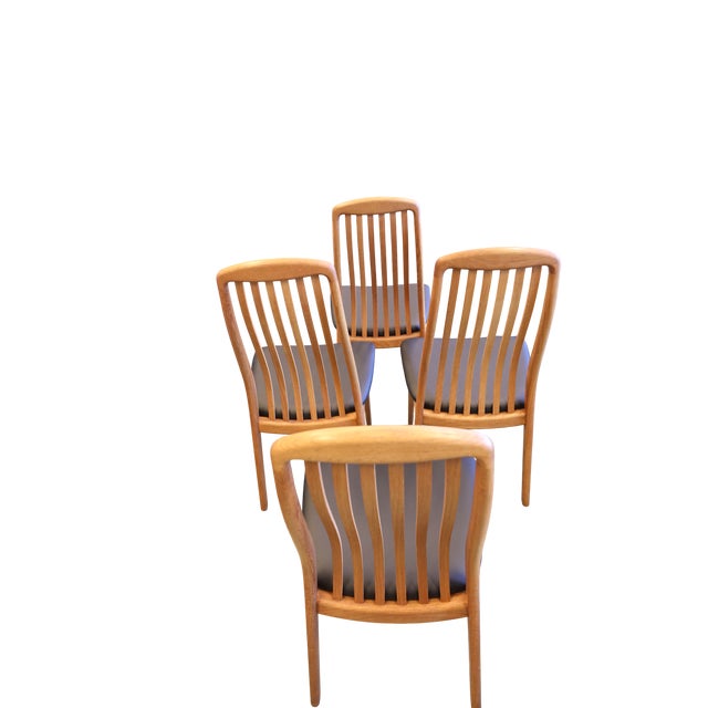 Danish Chairs in Oak and Black Leather from Schou Andersen, 1960s, Set of 4 For Sale - Image 6 of 10