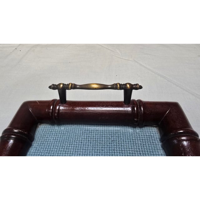 Mid 20th Century Chinoiserie Faux Bamboo Needlepoint Tray For Sale - Image 5 of 5