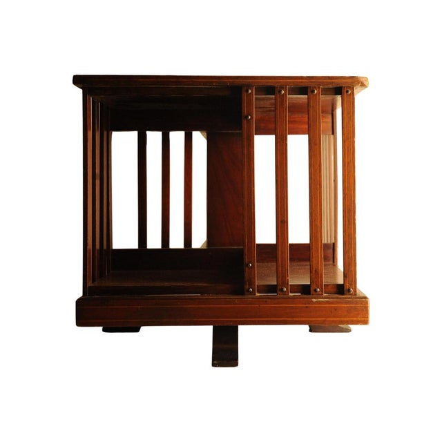 Antique Victorian Revolving Tabletop Bookcase with in-Lay Flame Mahogany For Sale - Image 3 of 15
