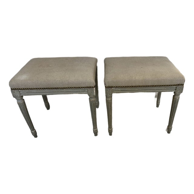 Late 20th Century Louis Style Upholstered Benches, 2 Pieces For Sale