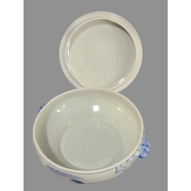 Vintage Asian Saigon Blue and White Cho & Lon Covered Tureen Dish #1 For Sale - Image 10 of 12
