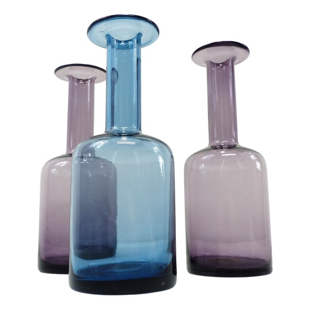 Vintage Gulvvase Vases by Otto Brauer for Holmegaard, Denmark, 1960s, Set of 3 For Sale
