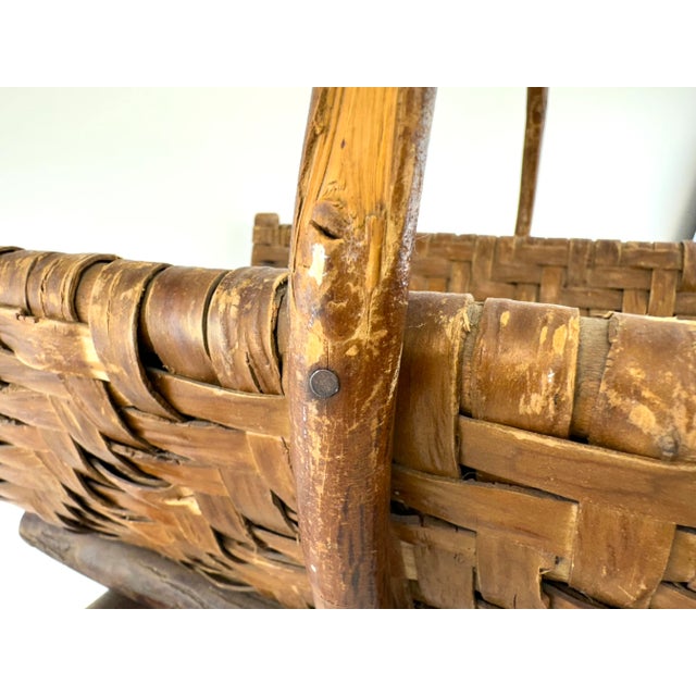 Vintage Late 19th Century Woven Bentwood Log Basket For Sale - Image 10 of 12