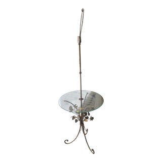 Mid 20th Century Brutalist Brass Flower Lamp Table For Sale