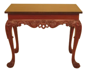 1980s Georgian Style Carved Mahogany Hall Table With Paw Feet