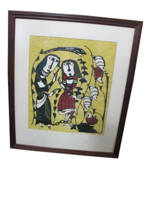 Sadao Watanabe Japanese Signed Framed Katazome Biblical Art 1965