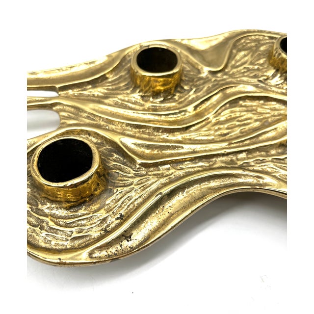 Gold Sculptural Brutalist Four-Flame Candlestick by Antonella Caprio Saviato, Italy, 1960s For Sale - Image 8 of 16