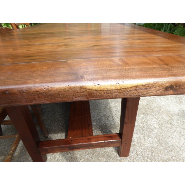 1940s Bold Walnut Country Tbl. Seat 8-12 For Sale - Image 9 of 14