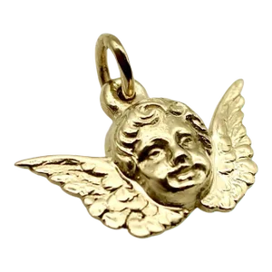 14K Gold Winged Cherub Charm or Pendant