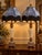 Late 20th Century Late 20th Century Neoclassical Cream Crackle Urn Lamps With Muted Blue Velvet Fringe Shades - Pair For Sale - Image 5 of 8