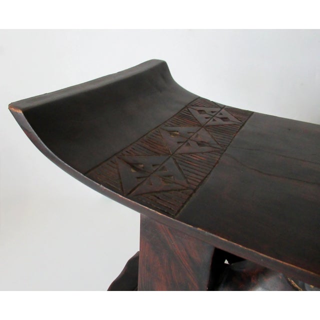 Vintage Wood-Carved African Ashanti Bench, Stool For Sale - Image 11 of 18