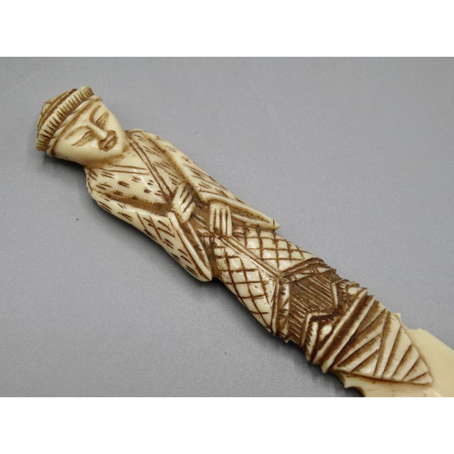 Bone Antique Carved Page Turner Paper Knife Letter Opener For Sale - Image 7 of 9