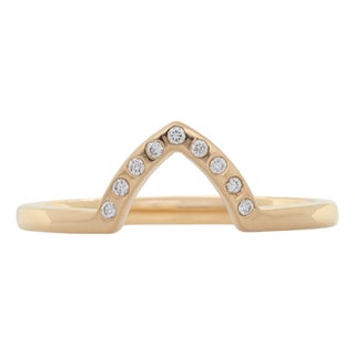 Minimalist Earth Mined Diamond Band in Solid 14k Gold – Delicate Stackable Ring, Size 6.75 For Sale