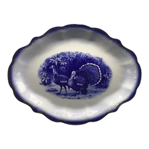 Vintage Flow Blue Wild Turkey Platter Made by George S. Harker and Company