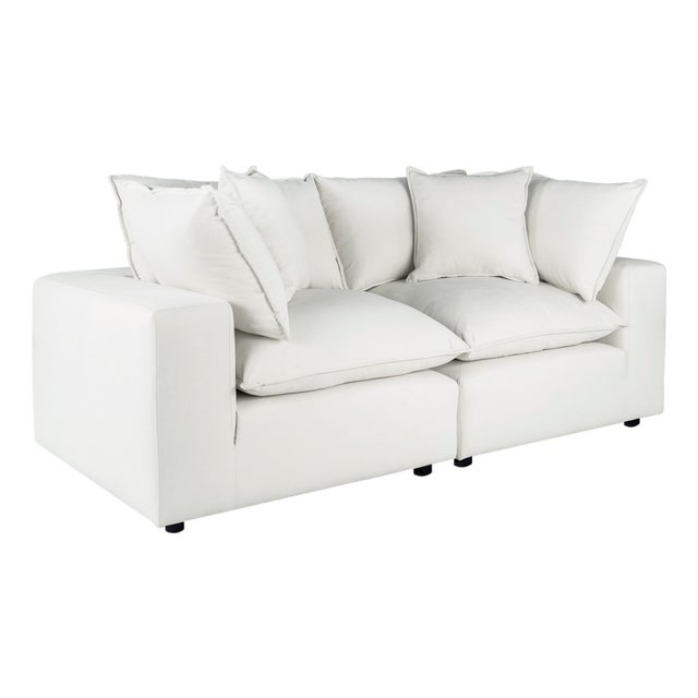 Cali Pearl Performance Fabric Modular Loveseat For Sale