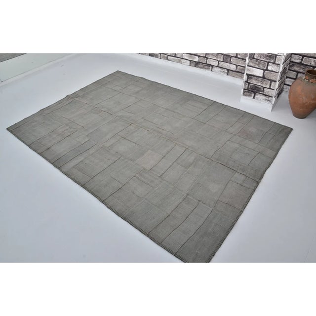 Textile Vintage Oushak Grey Hemp Rug For Sale - Image 7 of 10