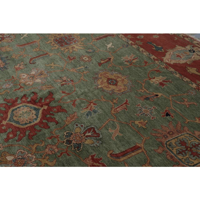 Rug & Kilim’s Oversized Sultanabad Style Rug in Teal Green With Floral Patterns For Sale In New York - Image 6 of 11