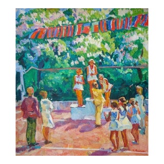 Vintage Ukrainian Oil Painting: Socialist Realism, 1970s Art 48-42 For Sale