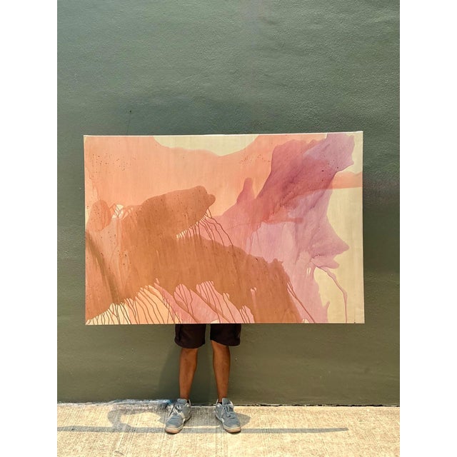 Monumental Vintage Abstract Expressionist Painting on Canvas For Sale - Image 9 of 15