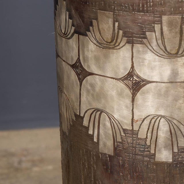 Gray Antique French Arts and Crafts Metal Stick Stand by Gallinarc, 1910 For Sale - Image 8 of 13