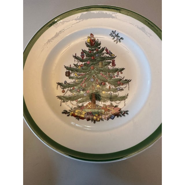 1960s Spode England Christmas Tree Salad/Lunch Plates- Set of 4 For Sale In New York - Image 6 of 9