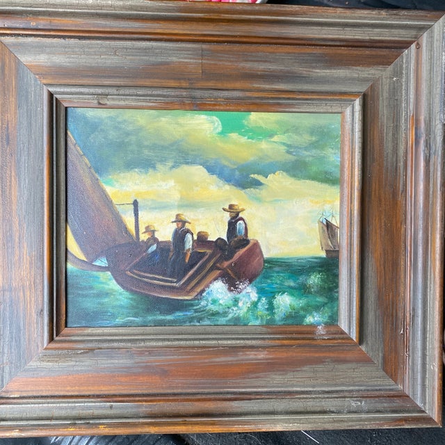 Nautical Original Oil Painting With Wooden Frame that would look marvelous in your home. Please check out my other finds.
