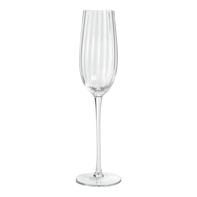 Madeleine Optic Champagne Flute Glass- Clear, Set of 4 For Sale