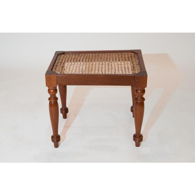 English Pair of Anglo-Indian Teak and Caned Benches For Sale - Image 3 of 5