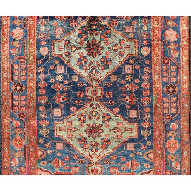 Red Antique Persian Karajeh Rug With Geometric Medallions in Green, Blue, and Red 5'2 X 7'10 For Sale - Image 8 of 14