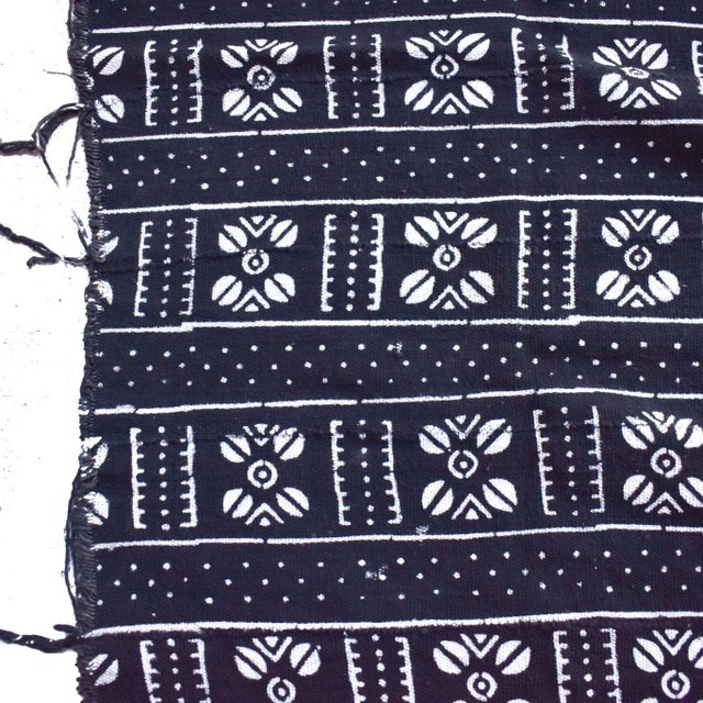 Late 20th Century Late 20th Century Vintage Black Mudcloth Textile 62x41 Inch For Sale - Image 5 of 8