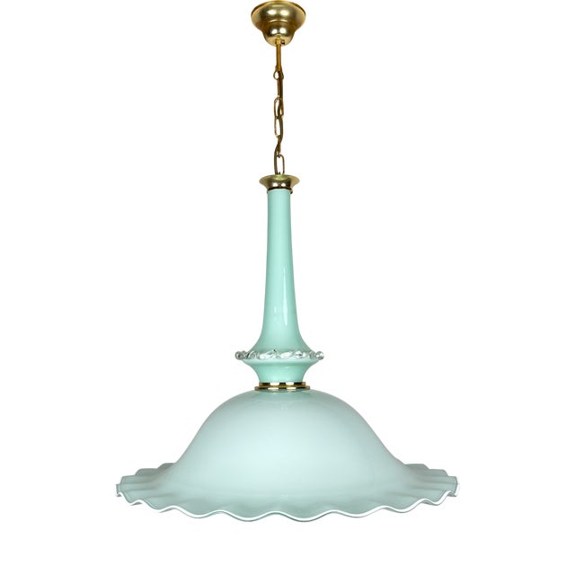 Vintage Murano Glass Pendant Lamp attributed Venini, Italy, 1970s For Sale