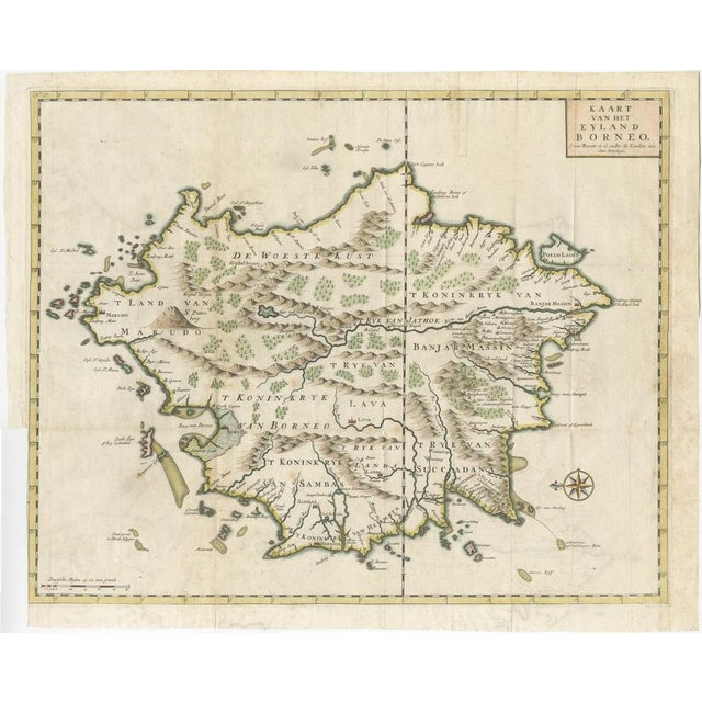 Antique Map of Borneo Kalimantan Indonesia and Sabah Malaysia and Brunei For Sale - Image 6 of 7