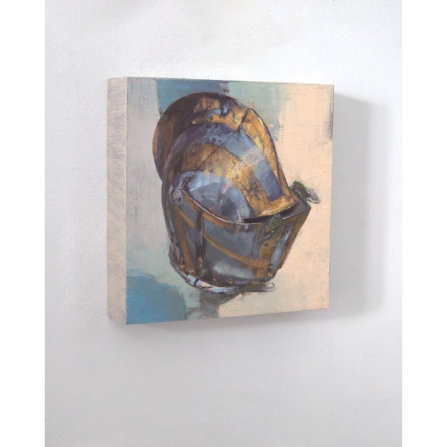 Contemporary A Ride with the Best Friend by Elena Burykina | Oil on panel Painting of a knight's helmet For Sale - Image 3 of 5