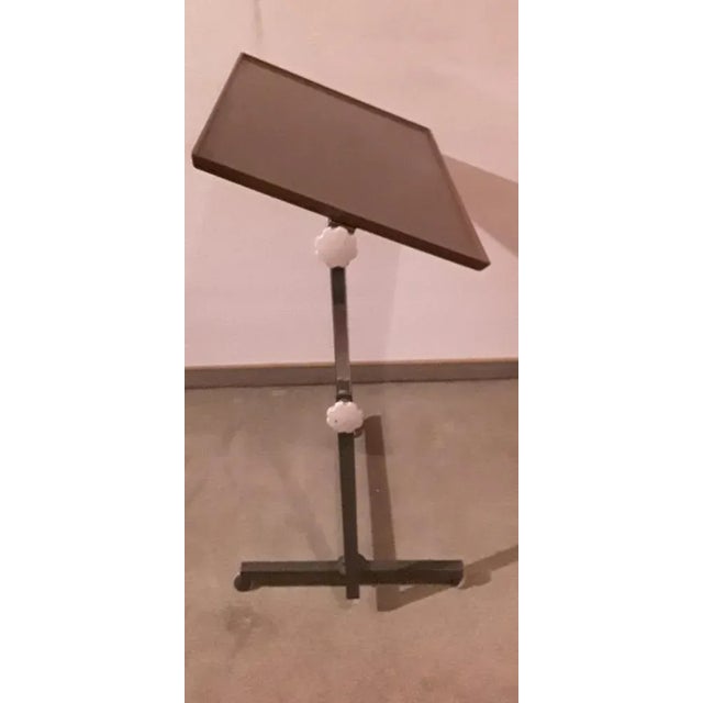 Vintage German Side Table with Gray Metal Frame on Wheels from Bremshey, 1960s For Sale - Image 6 of 7