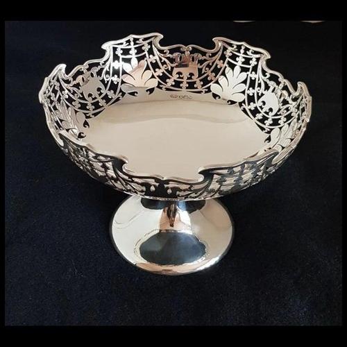 A fine antique English sterling silver tazza or compôtier by Harrison Brothers & Howson, crafted in Sheffield and...